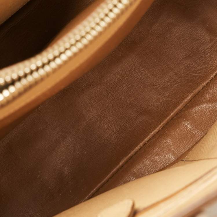 Pre Owned Prada Tan Saffiano Cuir Leather Open Promenade Satchel