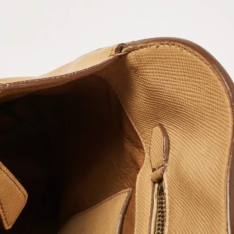 Pre Owned Prada Tan Saffiano Cuir Leather Open Promenade Satchel
