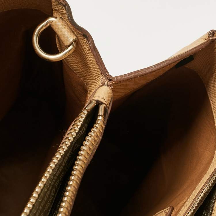 Pre Owned Prada Tan Saffiano Cuir Leather Open Promenade Satchel