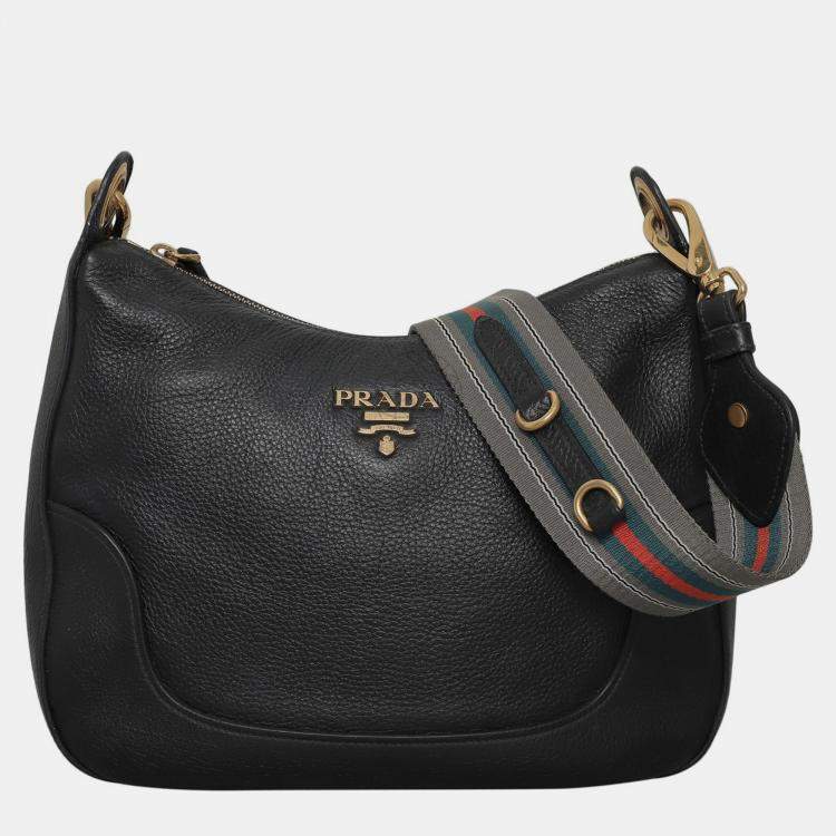 Prada Striped Strap Vittelo Daino Crossbody Bag Prada TLC