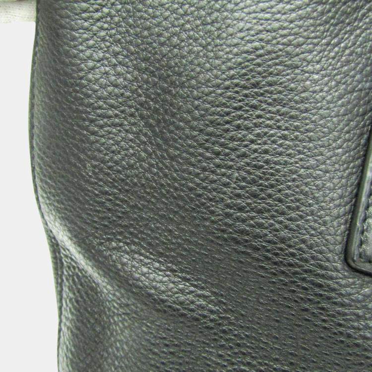 Pre Owned Prada Black Triangle Logo Leather Shoulder Bag