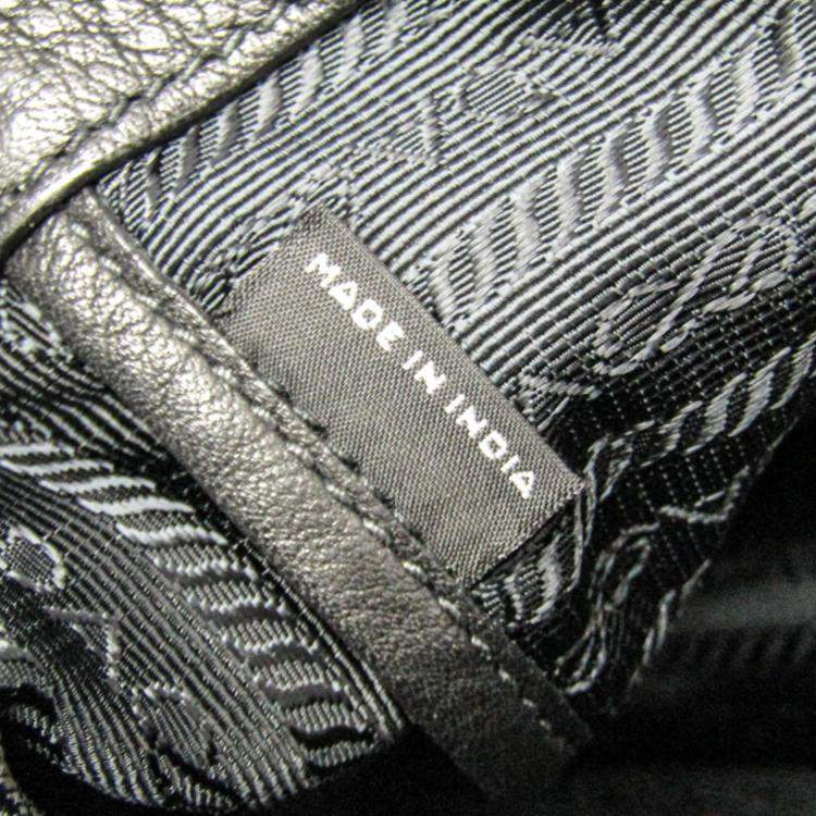 Pre Owned Prada Black Triangle Logo Leather Shoulder Bag