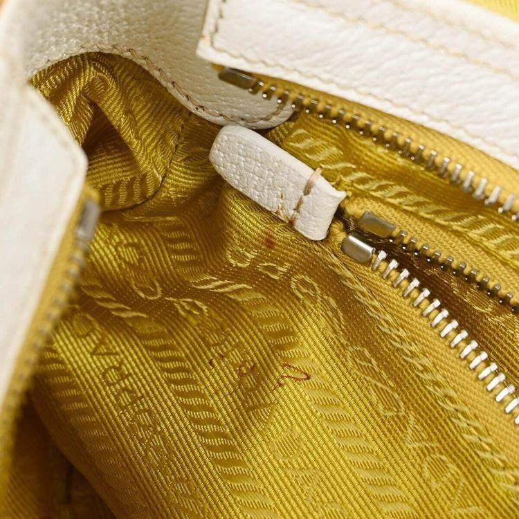 Pre Owned Prada Yellow Canvas Shoulder Bag