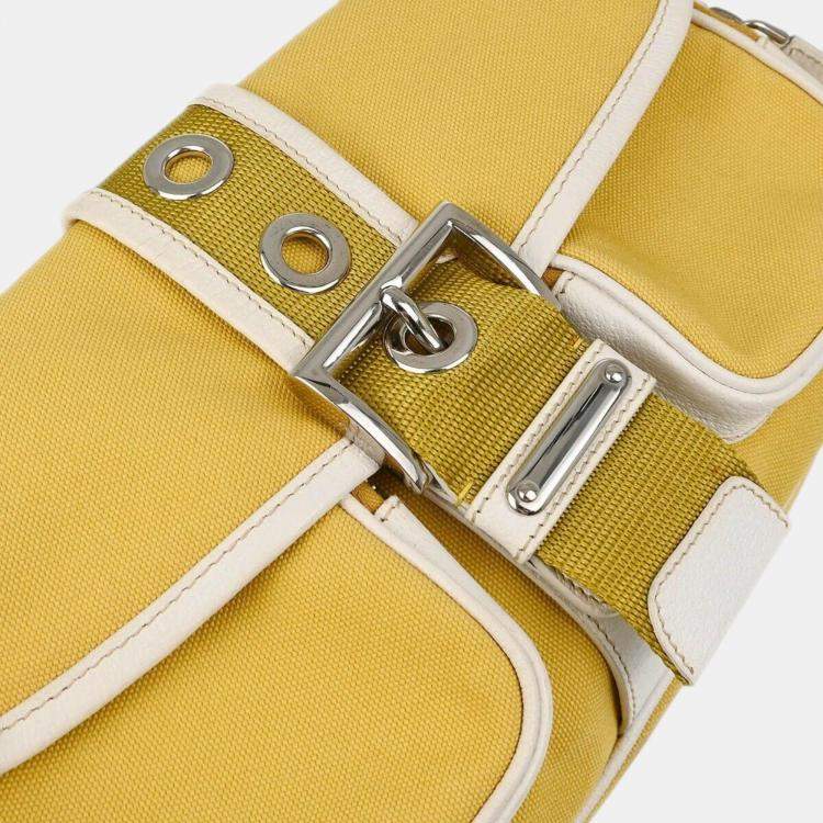 Pre Owned Prada Yellow Canvas Shoulder Bag