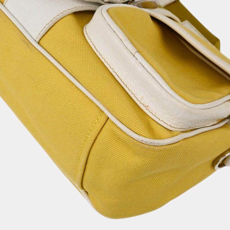 Pre Owned Prada Yellow Canvas Shoulder Bag