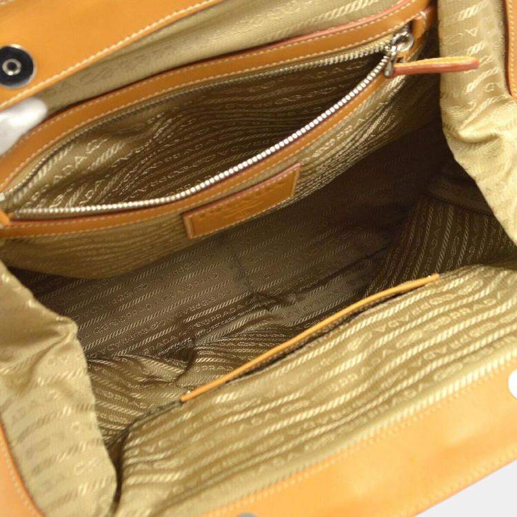 Pre Owned Prada Beige Canvas Logo Jacquard Tote Handbag