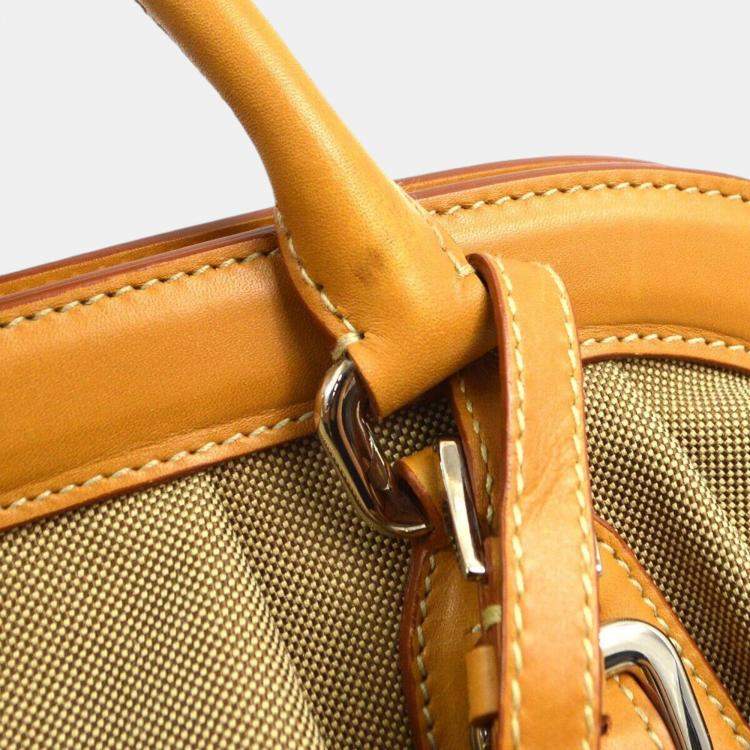 Pre Owned Prada Beige Canvas Logo Jacquard Tote Handbag