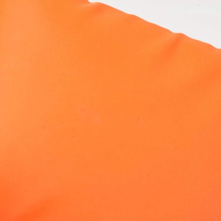 Pre Owned Prada Neon Orange Nylon Chain Clutch