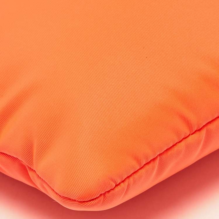 Pre Owned Prada Neon Orange Nylon Chain Clutch