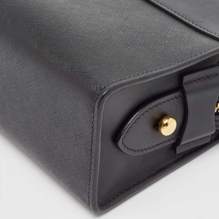 Pre Owned Prada Black City Calf and Saffiano Leather Esplanade Crossbody Bag