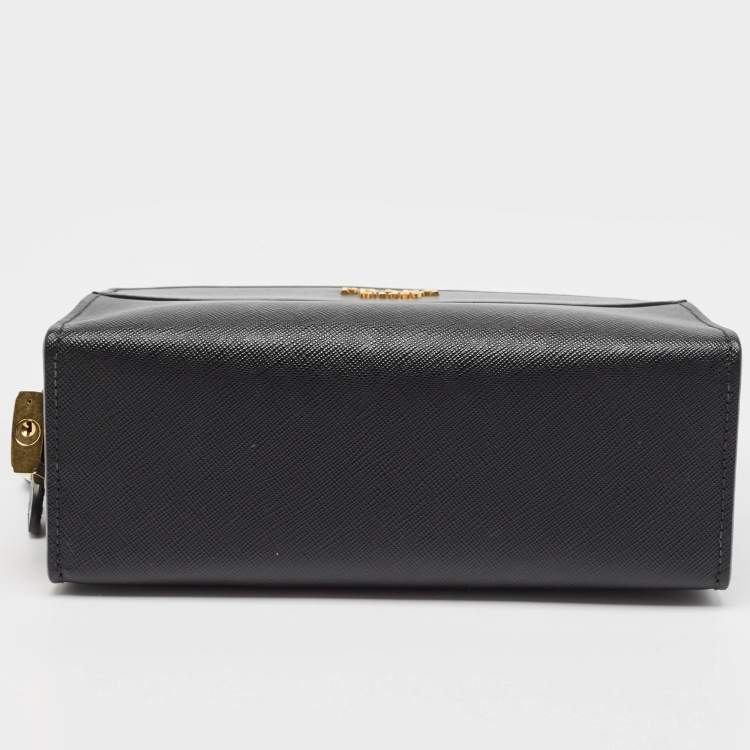 Pre Owned Prada Black City Calf and Saffiano Leather Esplanade Crossbody Bag