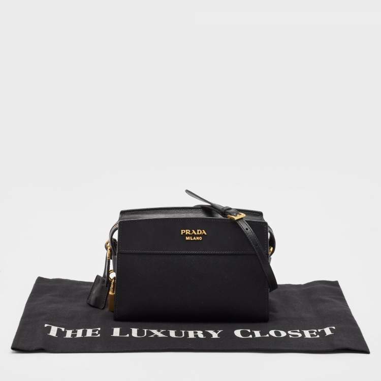 Pre Owned Prada Black City Calf and Saffiano Leather Esplanade Crossbody Bag
