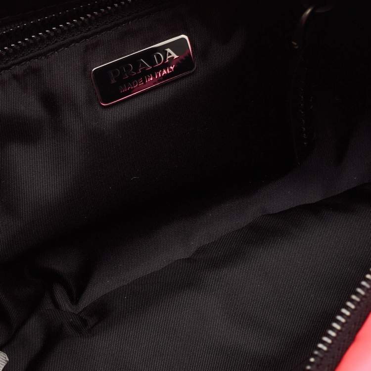 Pre Owned Prada Neon Pink Soft Nylon Chain Pochette