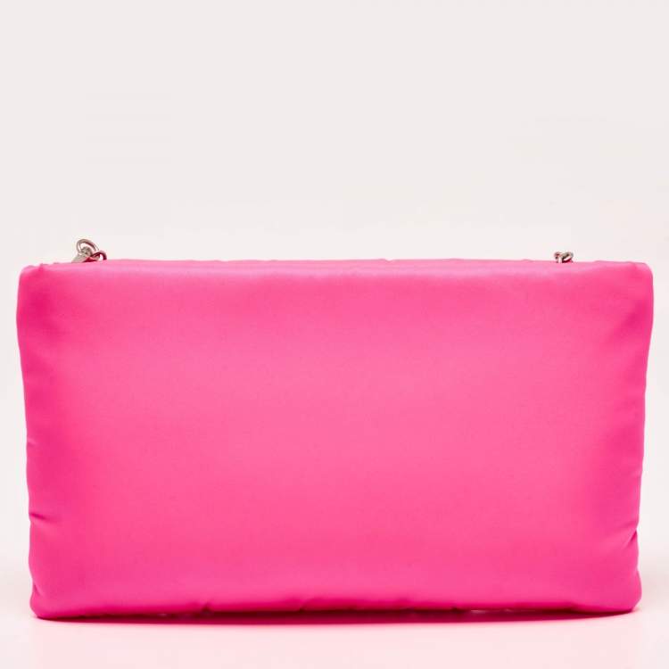 Pre Owned Prada Neon Pink Soft Nylon Chain Pochette