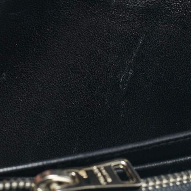 Pre Owned Prada Silver Saffiano Lux Leather Flap Chain Clutch
