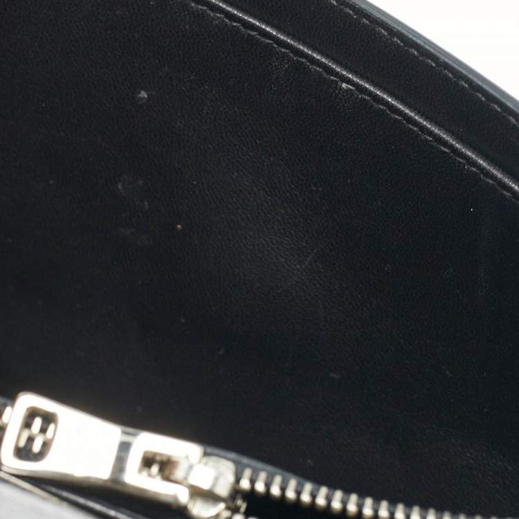 Pre Owned Prada Silver Saffiano Lux Leather Flap Chain Clutch