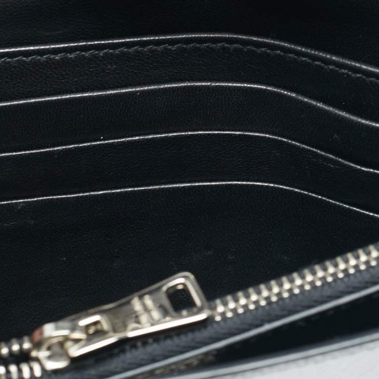 Pre Owned Prada Silver Saffiano Lux Leather Flap Chain Clutch