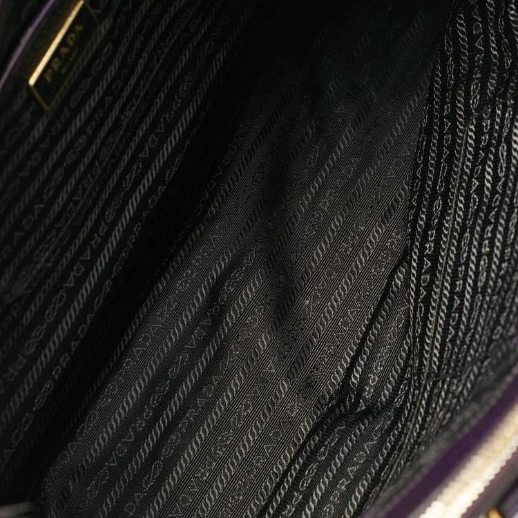 Pre Owned Prada Purple Patent Leather Medium Double Zip Galleria Tote