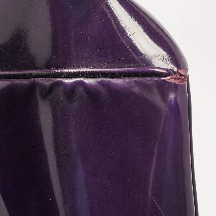 Pre Owned Prada Purple Patent Leather Medium Double Zip Galleria Tote