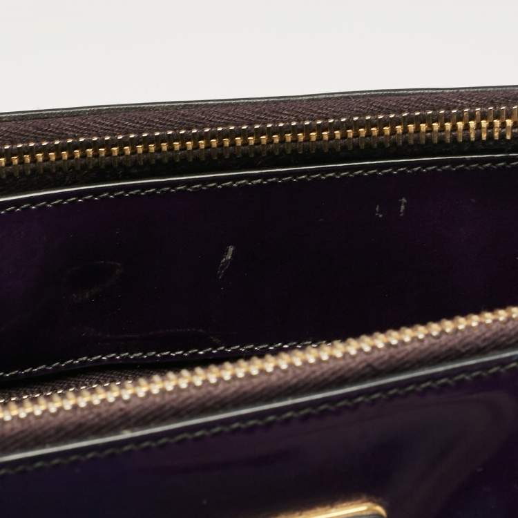 Pre Owned Prada Purple Patent Leather Medium Double Zip Galleria Tote