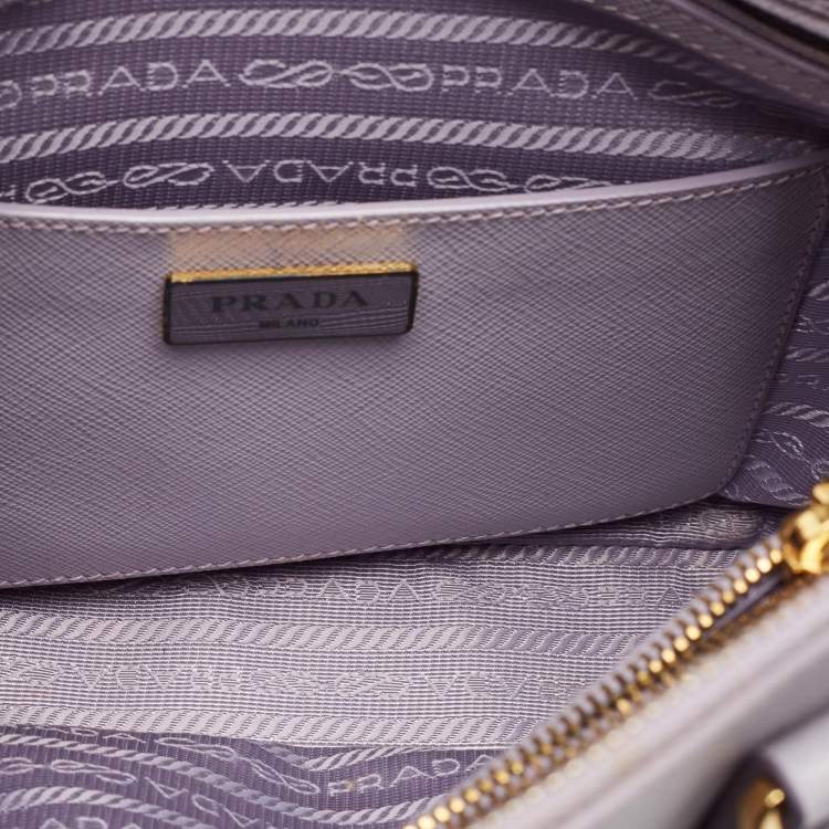 Pre Owned Prada Lilac Saffiano Lux Leather Medium Promenade Satchel