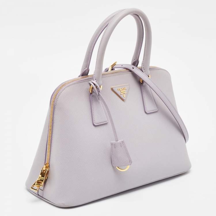 Pre Owned Prada Lilac Saffiano Lux Leather Medium Promenade Satchel