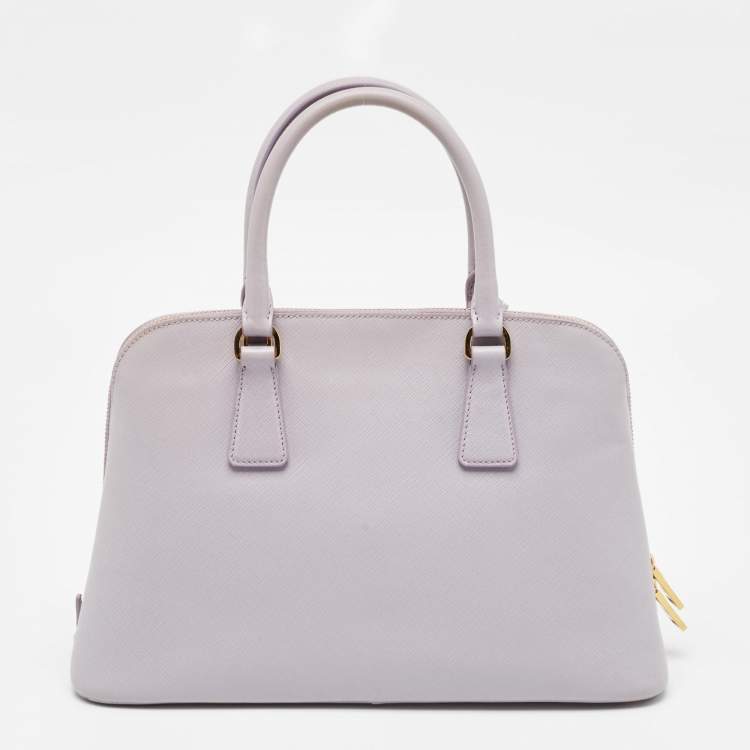 Pre Owned Prada Lilac Saffiano Lux Leather Medium Promenade Satchel