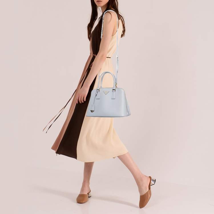Pre Owned Prada Lilac Saffiano Lux Leather Medium Promenade Satchel