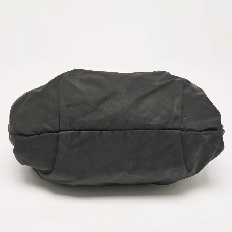 Pre Owned Prada Black Nylon Pleated Hobo