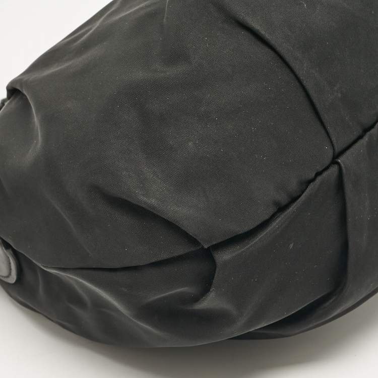 Pre Owned Prada Black Nylon Pleated Hobo