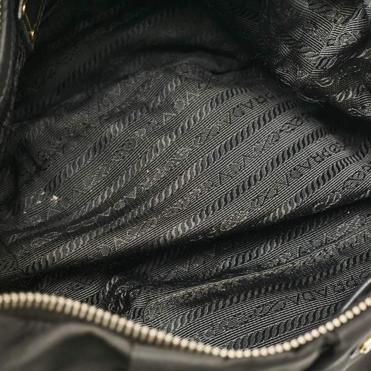 Pre Owned Prada Black Nylon Pleated Hobo
