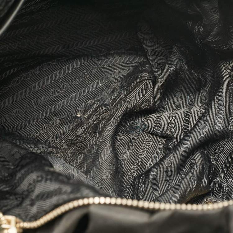 Pre Owned Prada Black Nylon Pleated Hobo