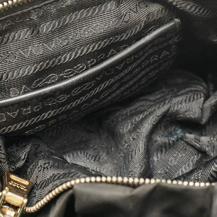 Pre Owned Prada Black Nylon Pleated Hobo