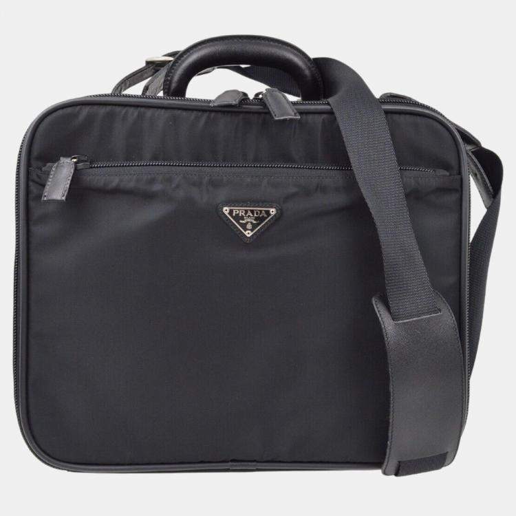 ハンドバッグ PRADA BLACK NYLON HANDBAG Amazon.com: Prada Tessuto Black Nylon Leather Trim Shopping