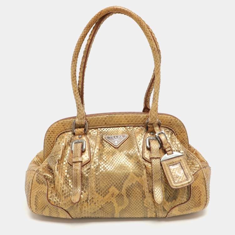 Pre Owned Prada Metallic Python Frame Satchel