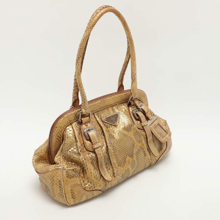 Pre Owned Prada Metallic Python Frame Satchel