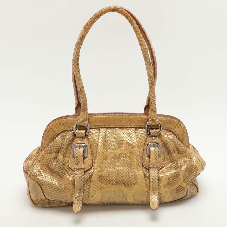 Pre Owned Prada Metallic Python Frame Satchel