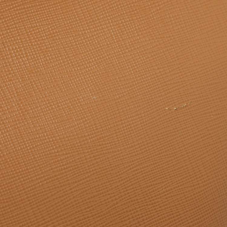 Pre Owned Prada Caramel Saffiano Lux Leather Large Galleria Double Zip Tote