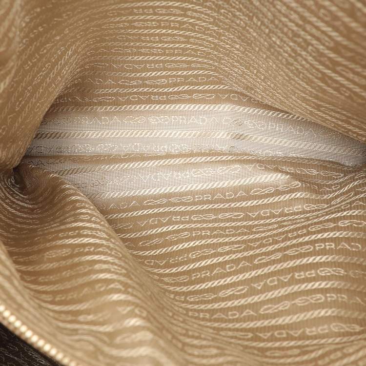 Pre Owned Prada Caramel Saffiano Lux Leather Large Galleria Double Zip Tote