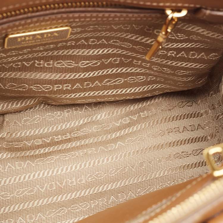 Pre Owned Prada Brown Saffiano Lux Leather Small Galleria Tote