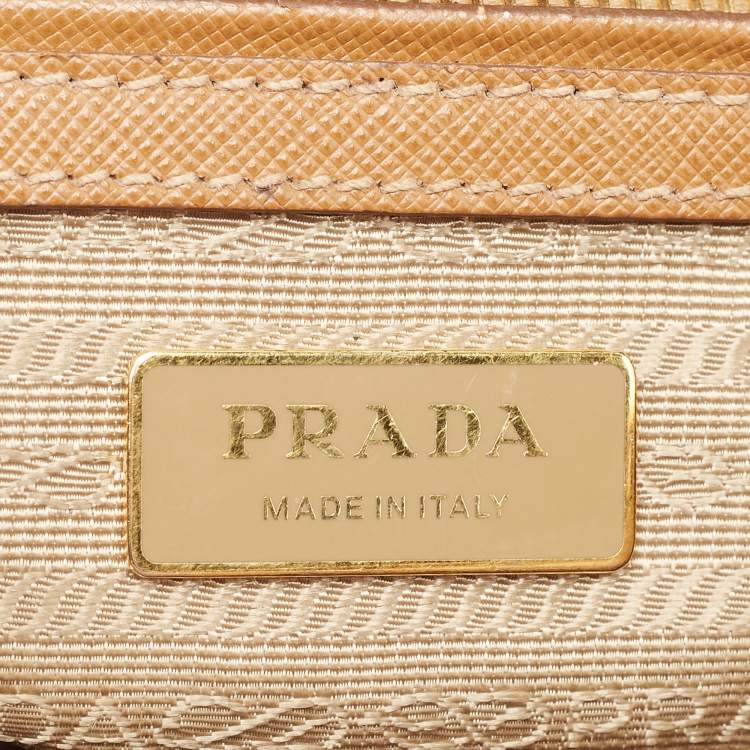 Pre Owned Prada Brown Saffiano Lux Leather Small Galleria Tote