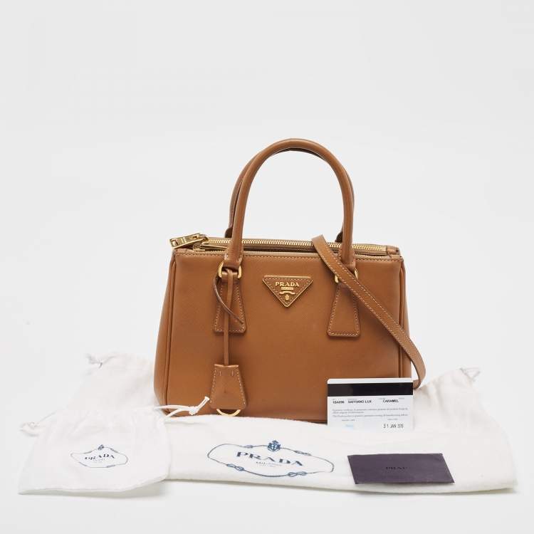 Pre Owned Prada Brown Saffiano Lux Leather Small Galleria Tote