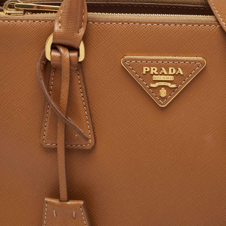 Pre Owned Prada Brown Saffiano Lux Leather Small Galleria Tote