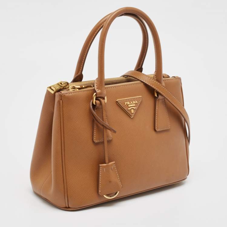 Pre Owned Prada Brown Saffiano Lux Leather Small Galleria Tote