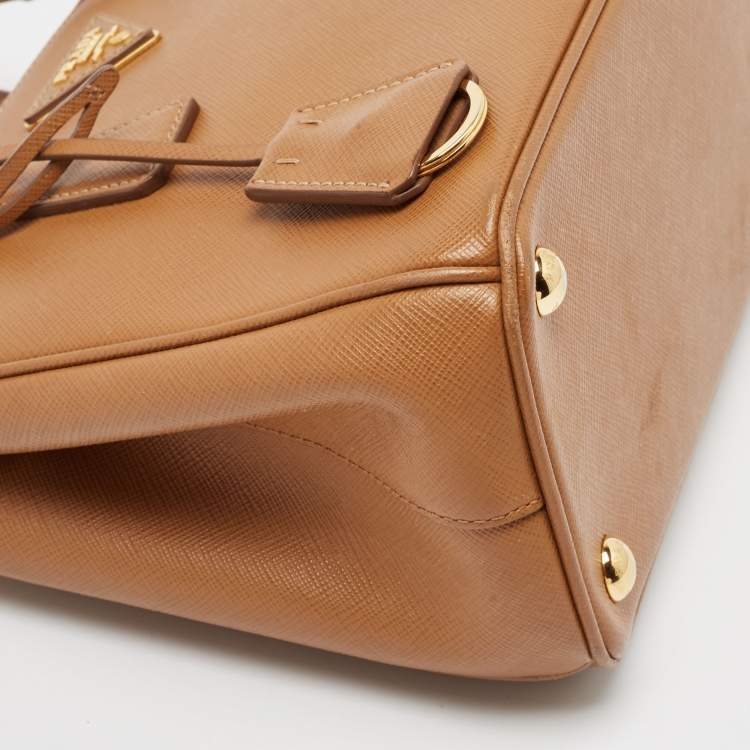 Pre Owned Prada Brown Saffiano Lux Leather Small Galleria Tote