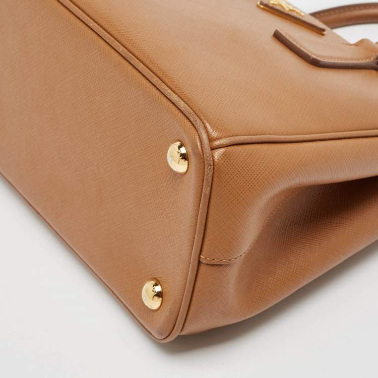 Pre Owned Prada Brown Saffiano Lux Leather Small Galleria Tote