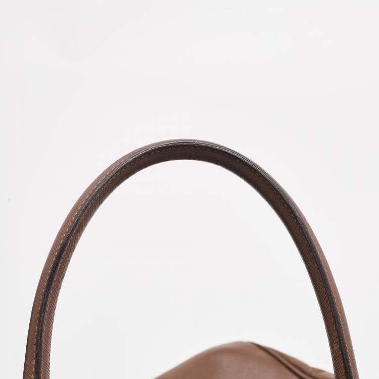 Pre Owned Prada Brown Saffiano Lux Leather Executive Galleria Double Zip Tote
