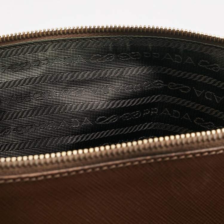 Pre Owned Prada Brown Saffiano Lux Leather Executive Galleria Double Zip Tote