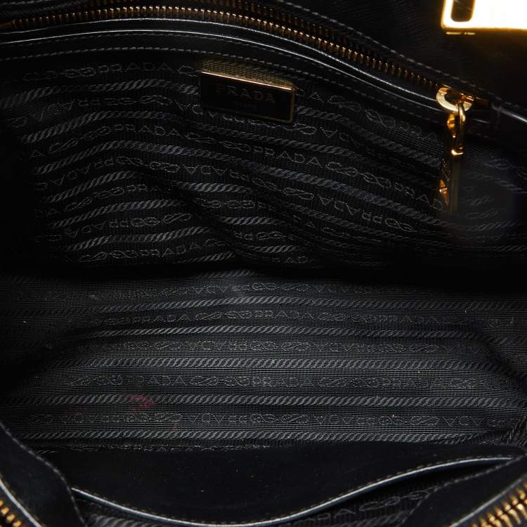 Pre Owned Prada Black Saffiano Leather Medium Galleria Tote