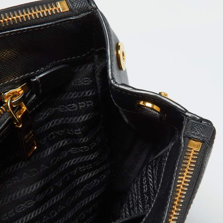 Pre Owned Prada Black Saffiano Leather Medium Galleria Tote